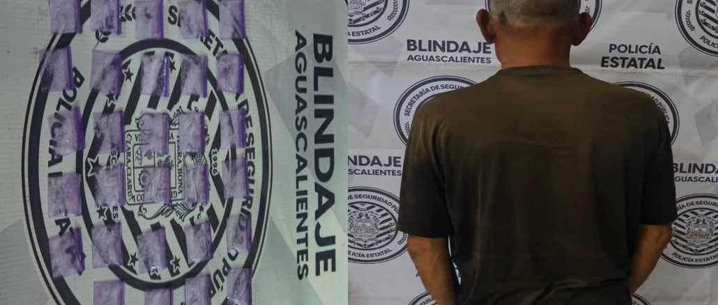 Con 29 envoltorios de sustancia granulada fue detenido sujeto en el Municipio de Cosío por Uniformados del Mando Coordinado