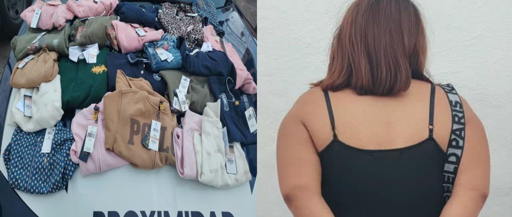 Policías Estatales detuvieron a una Mujer originaria de la ciudad de México que sustrajo prendas de vestir de una tienda departamental, ubicada al norte de la ciudad, cuyo monto superó los $30,000