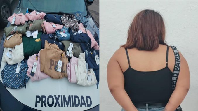 Policías Estatales detuvieron a una Mujer originaria de la ciudad de México que sustrajo prendas de vestir de una tienda departamental, ubicada al norte de la ciudad, cuyo monto superó los $30,000